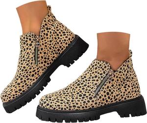 Женские ботильоны на низком каблуке, женские ботильоны с массивным каблуком, платформой, короткие ботинки, удобные для ходьбы на улице, осенне-зимние ботинки с противоскользящей подошвой 2025 Generic, G