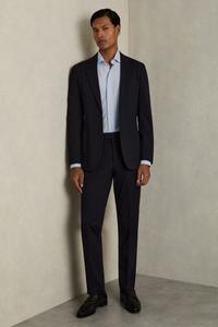 Рубашка Valdo из хлопчатобумажной смеси с вырезом на воротнике в полоску Reiss, синий