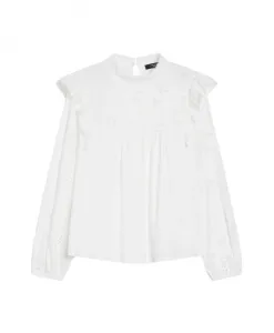 Блузка из хлопкового поплина Taddeo с вышивкой Max Mara, белый
