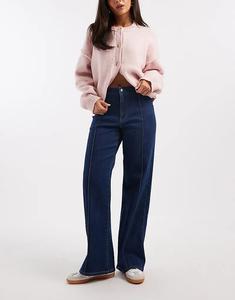 Джинсы ONLY Becky с высокой талией и передним швом из темно-синего денима