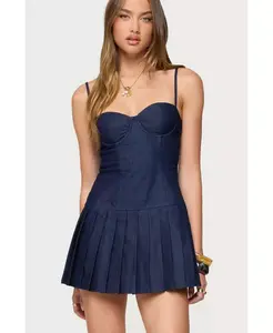 Женское плиссированное джинсовое мини-платье Rudy Edikted, синий