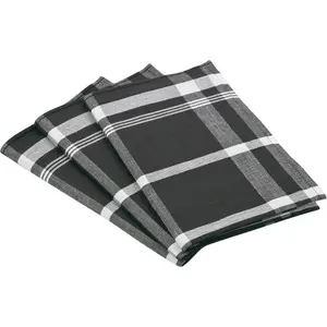 Полотенца кухонные ROSS «Эксклюзив», (набор, 3 шт.), блок в клетку, 50% хлопок, 50% лен, 50х70 см, черный