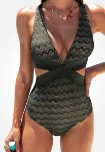 Стильный купальник с геометрическим узором Cupshe, Dark Green