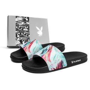 Playboy Слайдеры мужские бело-черные, цвет Black