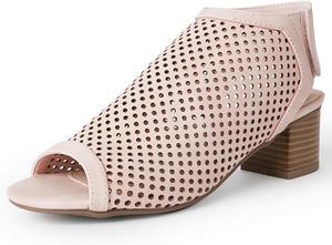 Женские ботильоны J. Adams Maddie - с открытым носком, низким широким каблуком и ремешком на липучке, Blush Vegan Nubuck