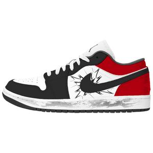 Jordan Кроссовки баскетбольные Air 1 Fiery Explosion Crumble низкие vintage, устойчивые к истиранию, unisex, black red white