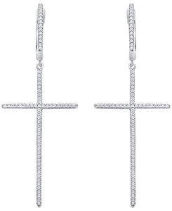 Серьги из белого золота 10 карат с белыми бриллиантами (3/8 карата) и сапфирами (0,01 карата) Macy's, White