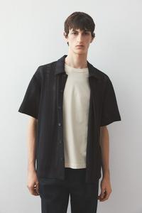 Повседневная рубашка с вафельной структурой свободного кроя H&M, черный