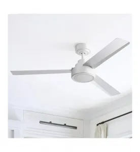Современный 132 см потолочный вентилятор с тремя лопастями, без подсветки, с шестискоростным дистанционным управлением и функцией таймера Sofucor, белый