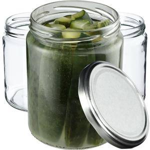 KADAX Банки для консервирования с крышками "Маки", банки для варенья, баночки для консервирования, 540 мл, серебро, 24 шт. в упаковке