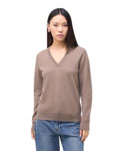 Женский классический кашемировый свитер с V-образным вырезом Gobi Cashmere, red