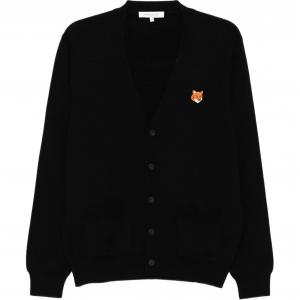 Кардиган с нашивкой в виде головы лисы Maison Kitsune, черный