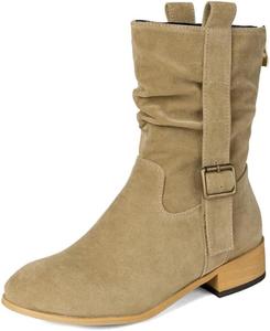 Женские ботильоны Модные ботинки на низком каблуке с задней молнией BLXQPYT, Khaki