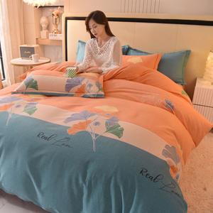 LUOLAI HOME Комплект постельного белья 3 предмета, простыня 120 см, пододеяльник 150×200 см, вес 1,2 кг, цвет весенний рассвет оранжевый