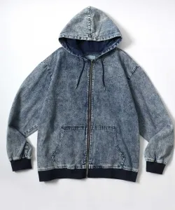 Худи на молнии, джинсовая куртка, оверсайз, винтажная блузон, унисекс, химическая обработка, для мужчин и женщин Lazar, цвет Other Blues