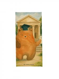 Mr. & Mrs. Panda Дизайн пляжного полотенца с изображением медведя на экзамене, без слогана, пастельно-голубого цвета