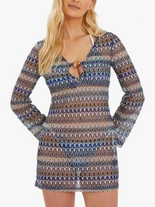 Прозрачное вязаное мини-платье-парео для пляжа Accessorize, Blue