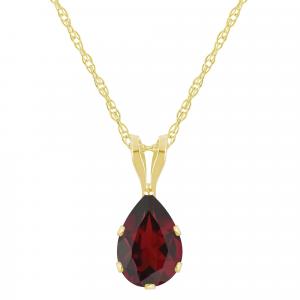 Ожерелье с кулоном из 10-каратного золота с гранатом грушевидной формы 7x5 мм Glistening Jewels, 10K Yellow Gold