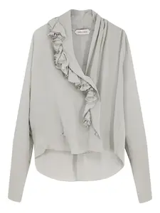 Рубашка из крепа с рюшами Alberta Ferretti, серый