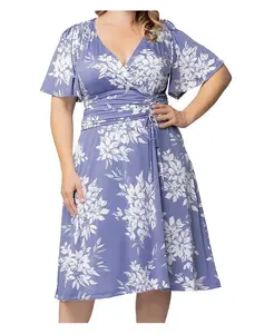 Платье с драпировкой и завязками Jemma больших размеров Kiyonna, фиолетовый