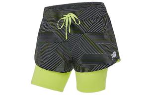 Женские повседневные шорты черно-зеленые New Balance