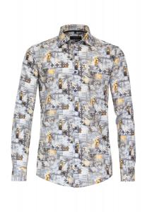 Повседневная рубашка, повседневный крой, длинный рукав, воротник Кент, мужская CASAMODA, синий