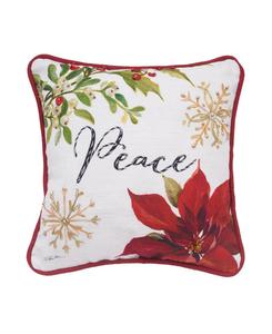 Декоративная подушка Мирная пуансеттия (маленькая/миниатюрная) на рождественскую тематику, 25 см x 25 см C&F Home, Open White