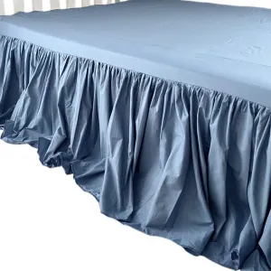 Простыня на резинке из хлопка с оборками, для спальни, 180x200 см, цвет деним синий EDANTI