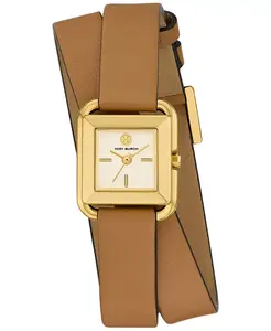 Женские часы The Kira с коричневым кожаным ремешком и обхватывающей застежкой, 18 мм Tory Burch
