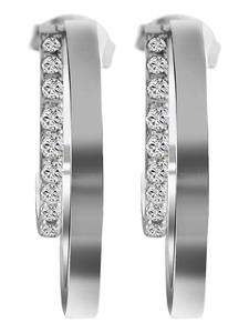 Adeliás Женские серьги - серьги-гвоздики из нержавеющей стали со стразами, серебристого цвета