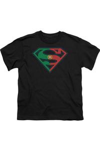 Футболка с коротким рукавом для детей с гербом Португалии и Суперменом Gildan, черный