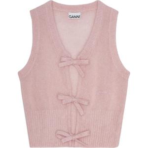 Вязаный жилет на завязках GANNI, розовый