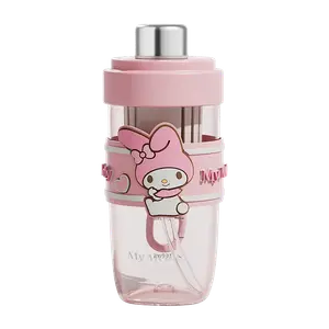 Фарфоровая чашка для чая Floral с милым сердечком, 690 мл Sanrio, Melody [Cup Brush + Sticker]