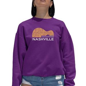 Nashville Guitar — женский свитшот с круглым вырезом Word Art LA Pop Art, фиолетовый