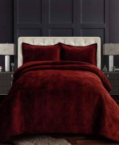Комплект постельного белья Capri Medallion Velvet Oversized Solid из 3 предметов, размер King Tribeca Living, Dark Red