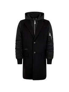 Однобортное пальто с капюшоном Philipp Plein, черный