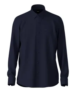 Рубашка стандартного кроя из плотного трикотажа из смесовой хлопковой ткани. Hugo, синий