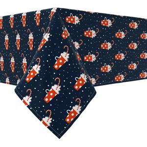 Прямоугольная скатерть, 100 % хлопок, 52x84 дюйма, кружки для горячего какао в горошек