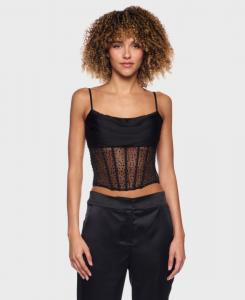 Корсетный топ с воротником-хомутом для подростков Alex & Sophia, Black