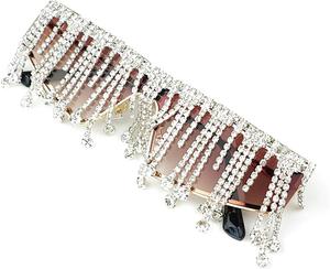 Модные солнцезащитные очки с кисточками и стразами, женские, «кошачий глаз», бриллиантовые солнцезащитные очки для женщин и мужчин, стильные сверкающие очки для вечеринок Melrose, Brown