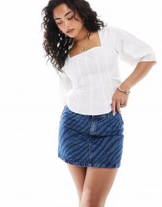 Джинсовая мини-юбка ASOS DESIGN с лазерным принтом «зебра»