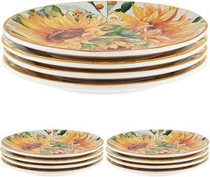 Certified International Sunflower Fields салатная/десертная тарелка 22,9 см, мультиколор, средняя, набор из 4 шт (упаковка 3 шт)