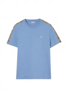 Хлопковая футболка с отделкой в клетку BURBERRY, синий