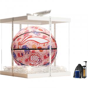 Баскетбольный мяч PU розовый размер 7 тренировочный unisex LINING, белый Box