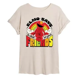 Футболка большого размера с изображением улицы Сезам и Элмо в стиле «друзей» для юниоров Licensed Character, бежевый