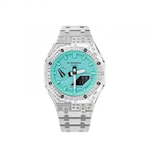 Часы Casio G-Shock Analog-Digital 2100 Series, арт. GA-2100-1A, серебристый/звездный алмаз