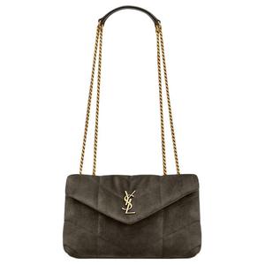 Леди Лулу Мини наплечная сумка из замши теленка Light Musk SAINT LAURENT