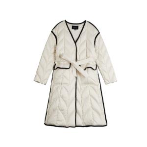 ELLE Пуховик Women's Ecru V-образный вырез Moderate Down Coat