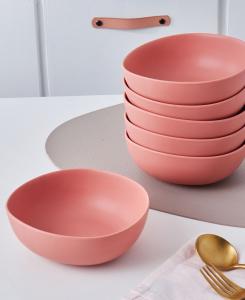 Набор из 6 фарфоровых мисок Delilah Stone Lain, цвет terracotta