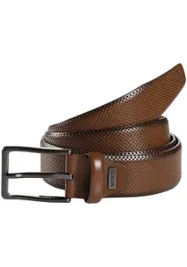 Ремень кожаный MONTI "CAMBRIDGE", ширина 3,5 см, классический деловой, укорачивается до 125 размера, коричневый